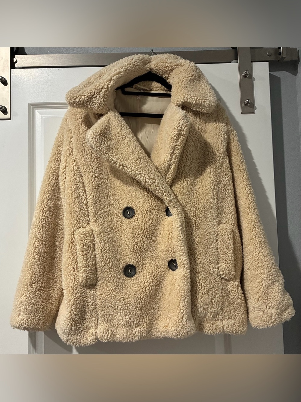 Women Cream Sherpa-Lined Coat
